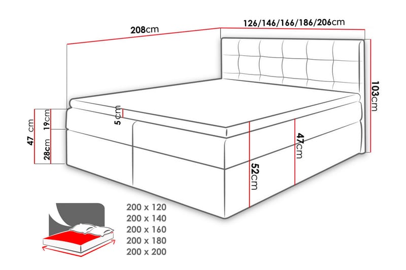 LANDSVERK Kontinentalsäng 180x200 - Grå - Kontinentalsängar