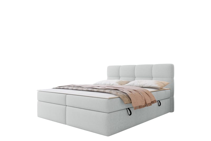 Leckersbo Komplett Sängpaket Kontinentalsäng med förvaring 140x200 cm, Ljusgrå