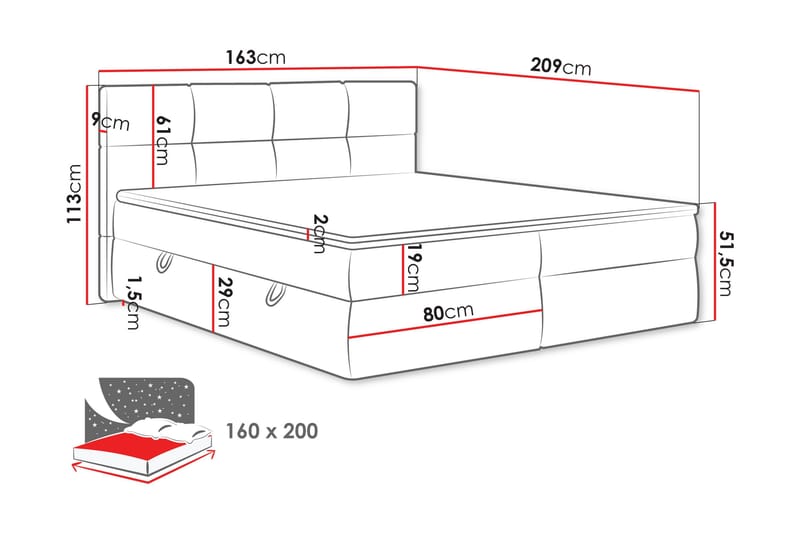 Leckersbo Komplett Sängpaket Kontinentalsäng med förvaring 160x200 cm - Grön - Möbler - Sovrum - Sängar - Komplett Sängpaket