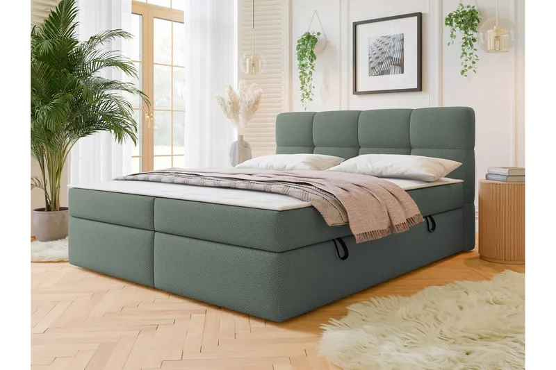 Leckersbo Komplett Sängpaket Kontinentalsäng med förvaring 160x200 cm - Grön - Möbler - Sovrum - Sängar - Komplett Sängpaket