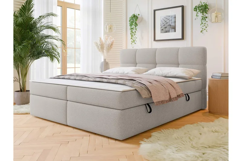 Leckersbo Komplett Sängpaket Kontinentalsäng med förvaring 180x200 cm - Beige - Möbler - Sovrum - Sängar - Komplett Sängpaket