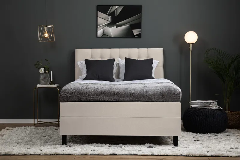 Lucky Komplett Sängpaket 120x200 Latex Diamant Sänggavel - Beige - Möbler - Sovrum - Sängar - Kontinentalsängar