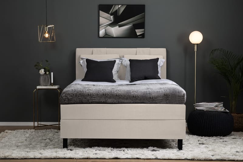 Lucky Komplett Sängpaket 120x200 Skum Slät Sänggavel - Beige - Möbler - Sovrum - Sängar - Komplett Sängpaket