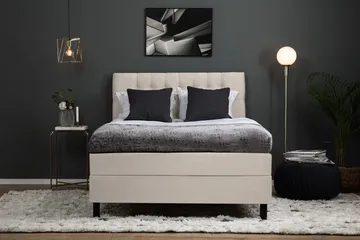 Lucky Komplett Sängpaket 140x200 Memory Diamant Sänggavel - Beige - Möbler - Sovrum - Sängar - Kontinentalsängar