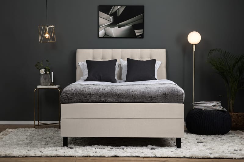 Lucky Komplett Sängpaket 140x200 Memory Diamant Sänggavel - Beige - Möbler - Sovrum - Sängar - Komplett Sängpaket