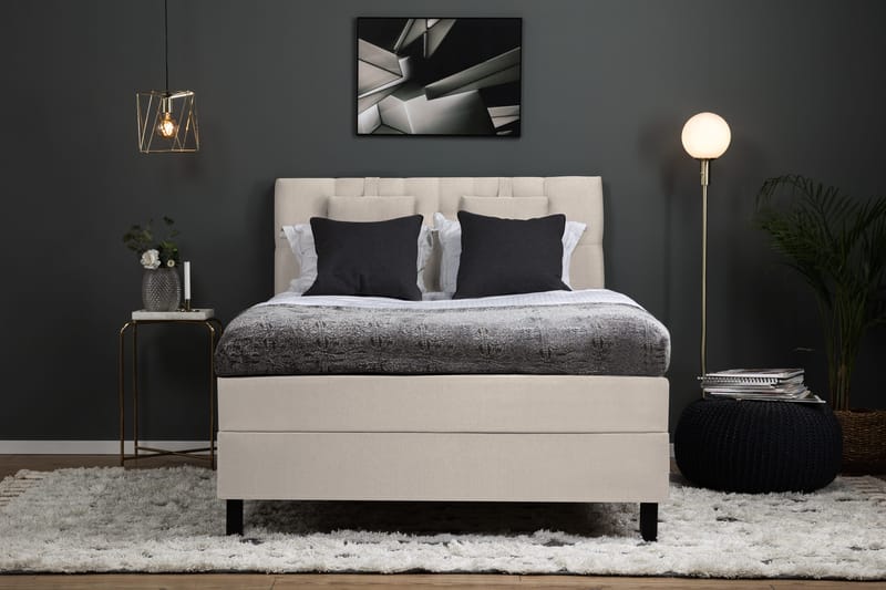 Lucky Komplett Sängpaket 140x200 Memory Diamant Sänggavel - Nackkudde Liten Beige - Möbler - Sovrum - S ängar - Komplett Sängpaket