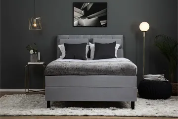 Lucky Komplett Sängpaket 140x200 Skum Diamant Sänggavel - Nackkudde Stor Mellangrå - Möbler - Sovrum - Sängar - Komplett Sängpaket