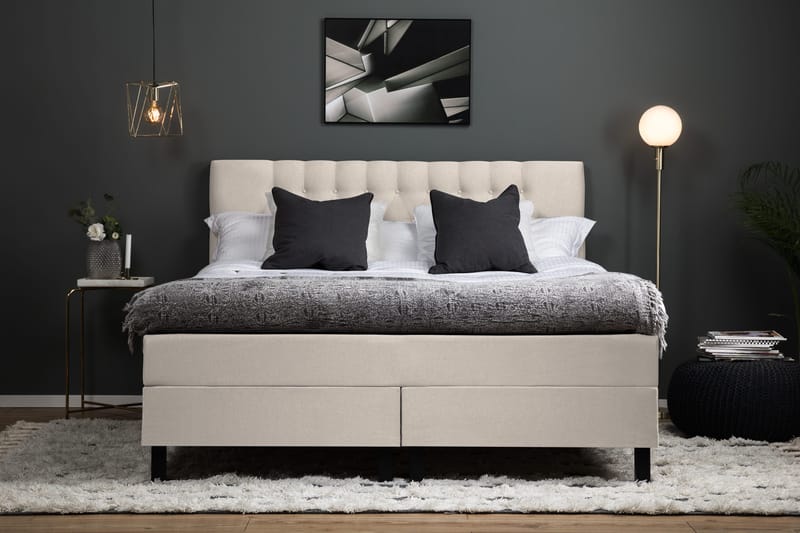 Lucky Komplett Sängpaket 160x200 Latex Diamant Sänggavel - Beige - Möbler - Sovrum - Sängar - Komplett Sängpaket