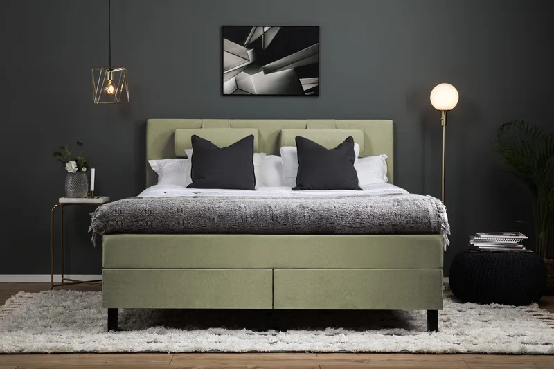 Lucky Komplett Sängpaket 160x200 Latex Slät Sänggavel - Nackkudde Stor Grön - Möbler - Sovrum - Sängar - Kontinentalsängar