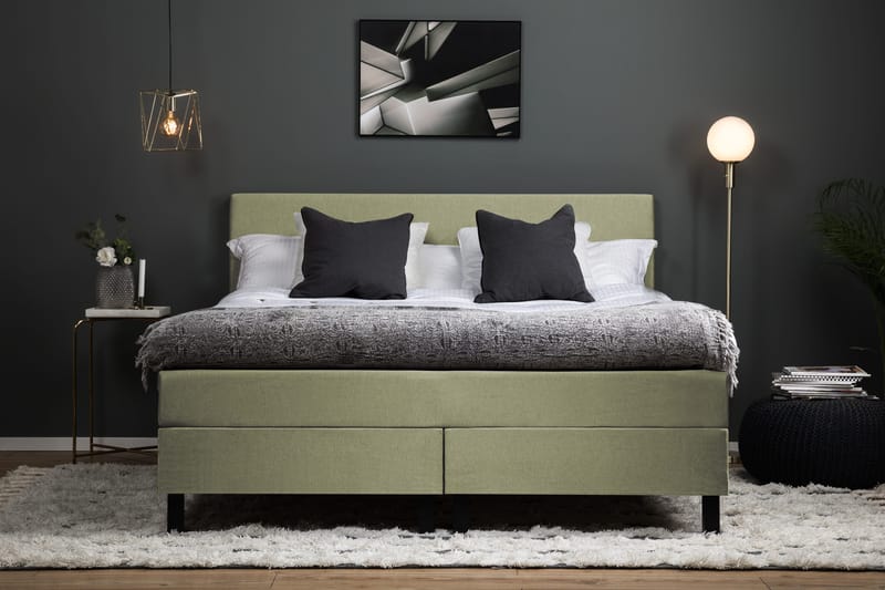 Lucky Komplett Sängpaket 160x200 Memory Slät Sänggavel - Grön - Möbler - Sovrum - Sängar - Komplett Sängpaket