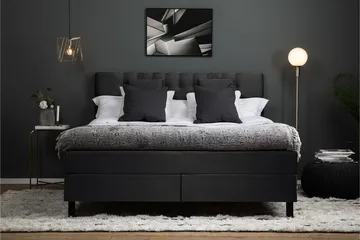 Lucky Komplett Sängpaket 160x200 Skum Diamant Sänggavel - Nackkudde Liten Svart/Grå - Möbler - Sovrum - Sängar - Komplett Sängpaket