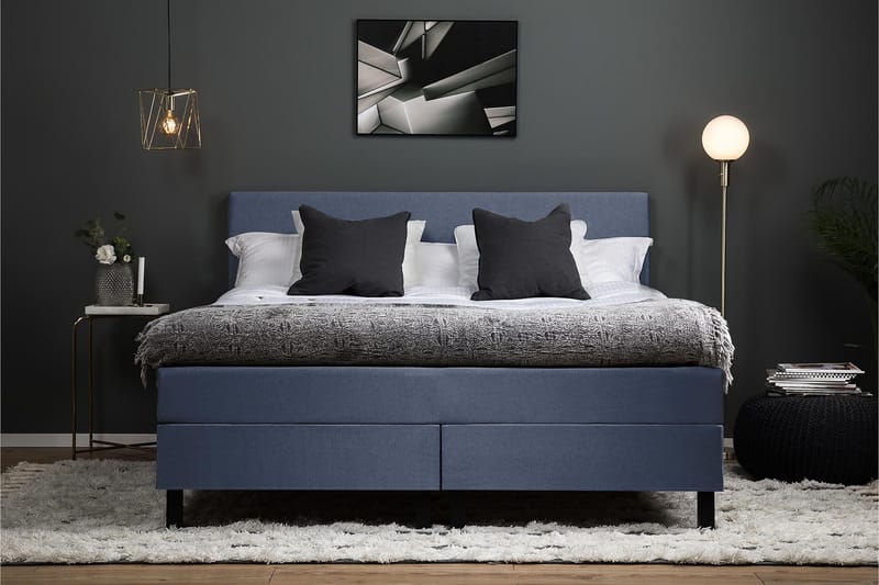 Lucky Komplett Sängpaket 180x200 Memory Slät Sänggavel - Mörkblå - Möbler - Sovrum - Sängar - Komplett Sängpaket