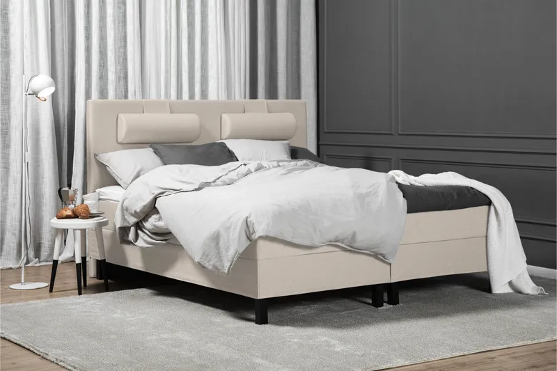 Lucky Komplett Sängpaket 180x200 Skum Slät Sänggavel - Beige - Möbler - Sovrum - Sängar - Komplett Sängpaket