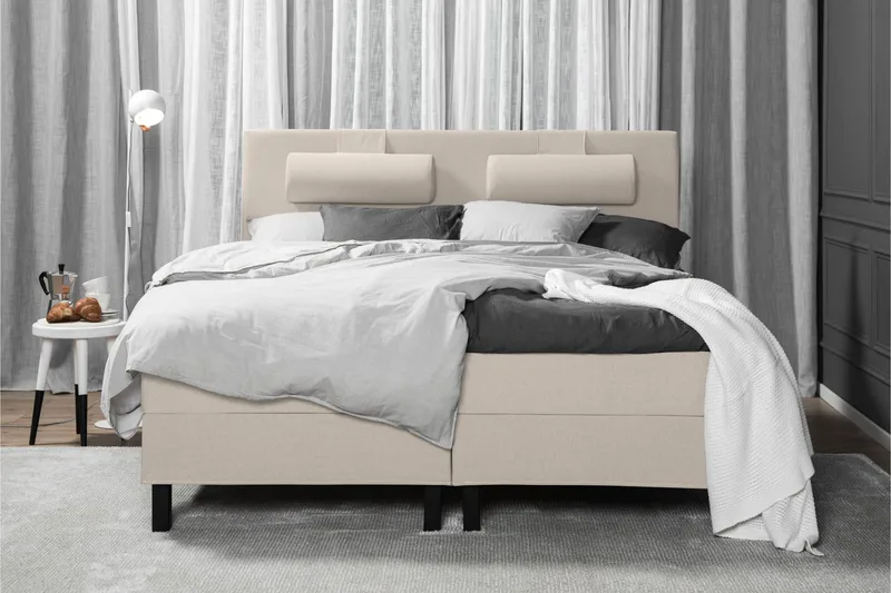 Lucky Komplett Sängpaket 180x200 Skum Slät Sänggavel - Beige - Möbler - Sovrum - Sängar - Komplett Sängpaket