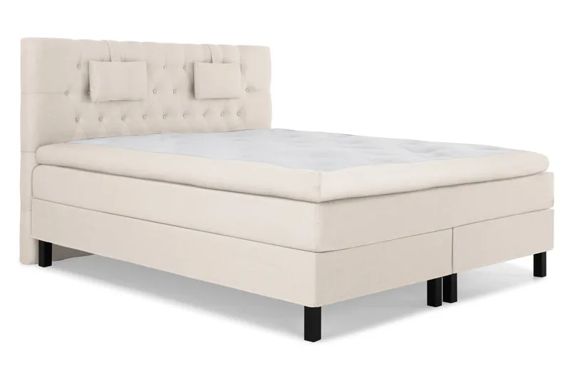 Lucky Komplett Sängpaket 180x200 Polyeter Diamant Sänggavel - Nackkudde Liten Beige - Möbler - Sovrum - Sängar - Komplett Sängpaket