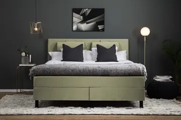 Lucky Komplett Sängpaket 180x200 Polyeter Slät Sänggavel - Nackkudde Stor Grön - Möbler - Sovrum - Sängar - Kontinentalsängar
