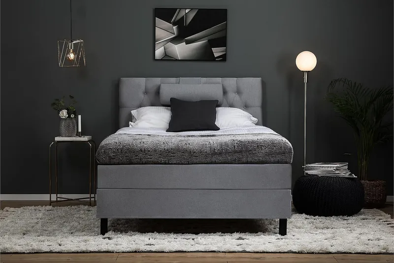 Lucky Kontinentalsäng 120x200 cm - Mellangrå - Möbler - Sovrum - Sängar - Komplett Sängpaket