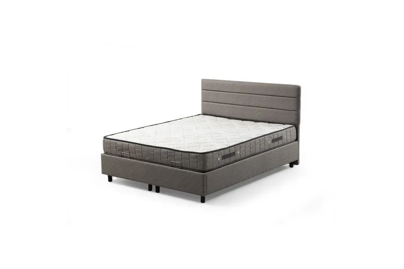 Madrass, Botten & Sänggavel för Enkel Säng Sonyi Set Ljusgrå, 120 x 114 x 200 cm