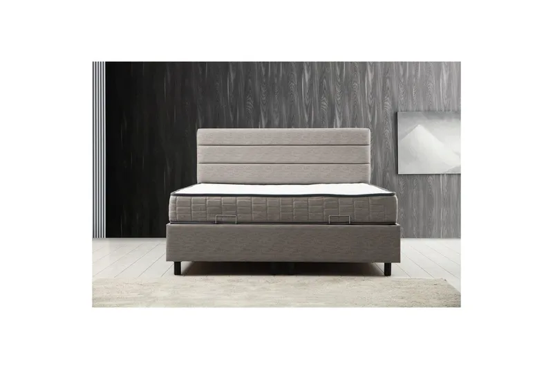 Madrass, Botten & Sänggavel för Enkel Säng Sonyi Set Ljusgrå - 120 x 114 x 200 cm - Möbler - Sovrum - Sängram & sängstomme