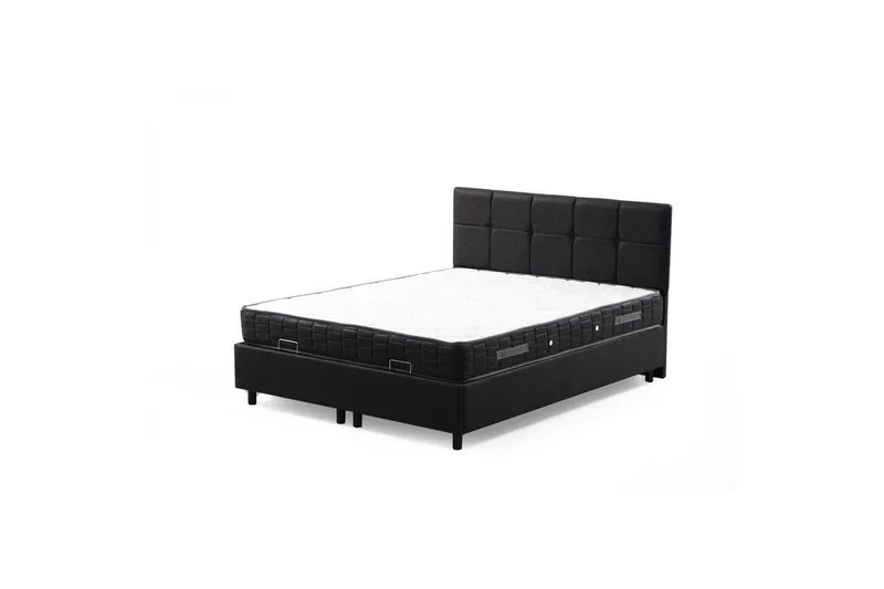 Madrass, Botten & Sänggavel för Enkel Säng Sudalmuni set antracit, 120 x 114 x 200 cm