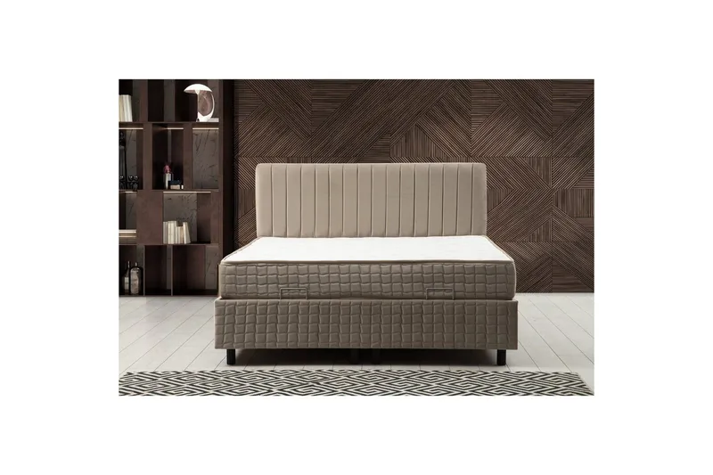 Madrass, Botten & Sänggavel för Enkel Säng Sudamal Set Brun - 120 x 114 x 200 cm - Möbler - Sovrum - Sängar - Komplett Sängpaket