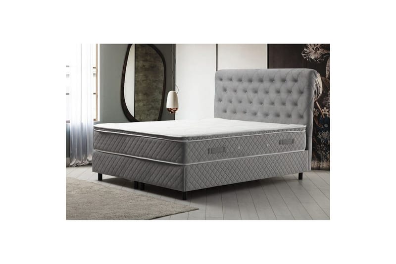 Madrass, Botten & Sänggavel för Enkel Säng Sudamoon Set Grå - 120 x 35 x 208 cm - Möbler - Sovrum - Sängar - Komplett Sängpaket