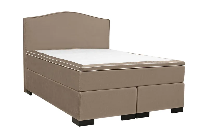 Malta Komplett Sängpaket – Kontinentalsäng 160x200 cm i Tyg med Sänggavel + Bäddmadrass, Taupe