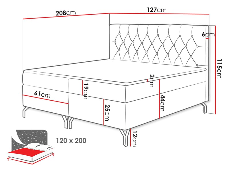 Mavik Sängpaket Kontinentalsäng med förvaring 120x200 cm - grön - Möbler - Sovrum - Sängar - Kontinentalsängar
