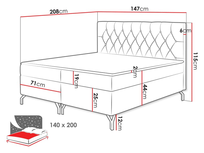 Mavik Sängpaket Kontinentalsäng med förvaring 140x200 cm - blå - Möbler - Sovrum - Sängar - Kontinentalsängar