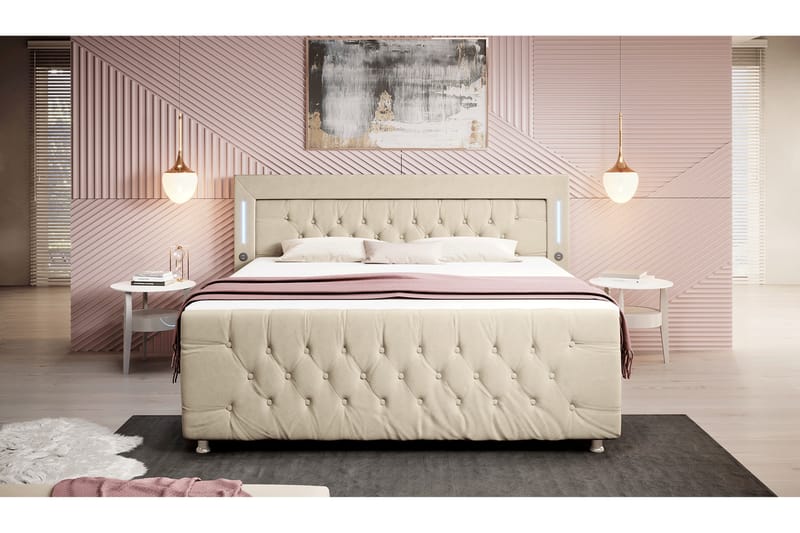 Maximilian Sängpaket Kontinentalsäng 200x200 Beige - Kontinentalsängar - Komplett Sängpaket