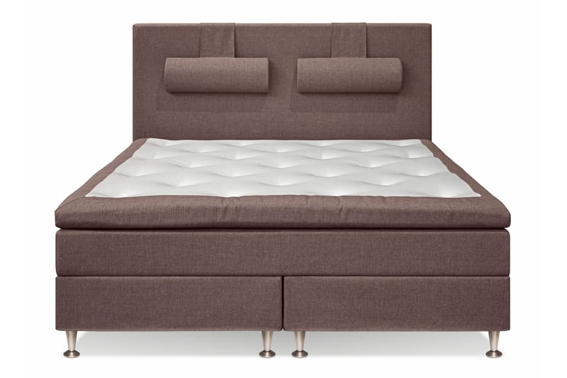 Meja Komplett Sängpaket – Kontinentalsäng 160x200 cm i Tyg med Sänggavel + Bäddmadrass med Fasthetsgrad Fast - Mörkbrun - Möbler - Sovrum - Sängar - Komplett Sängpaket