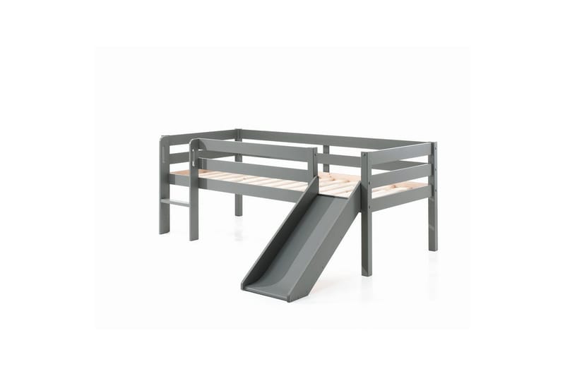 Mellanhög säng med rutschkana Pino Grå, 85 cm - Grå, 85 cm - Möbler - Sovrum - Sängar - Våningssängar & loftsängar