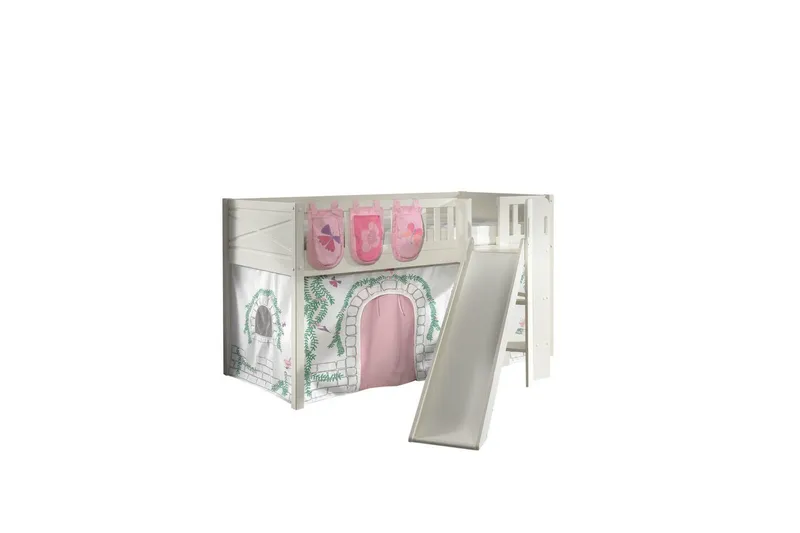 Mellanstegsäng med rutschkana och matchande textilset (lekgardin och förvaringsfickor) Scott Birdy - Birdy - Möbler - Sovrum - Sängar - Våningssängar & loftsängar