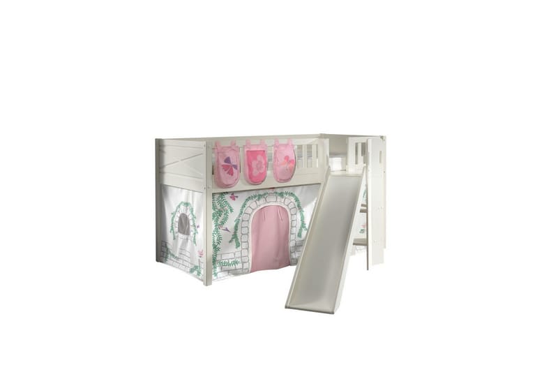 Mellanstegsäng med rutschkana och matchande textilset (lekgardin och förvaringsfickor) Scott Birdy, Birdy