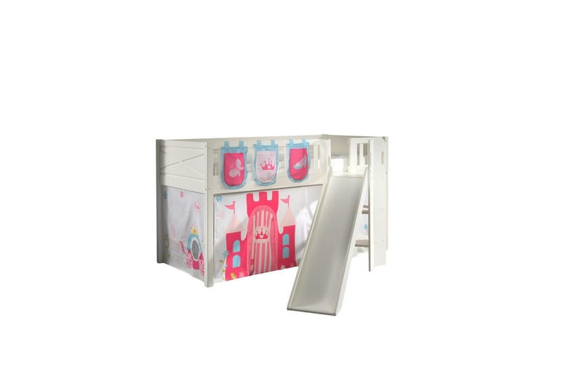 Mellanstegsäng med rutschkana och matchande textilset (lekgardin och förvaringsfickor) Scott Prinsessa - Prinsessa - Möbler - Sovrum - Sängar - Våningssängar & loftsängar