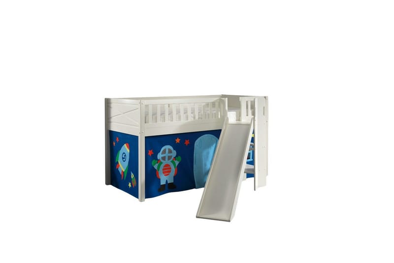 Mellanstegsäng med rutschkana och matchande textilset (lekgardin) Scott Astro - Astro - Möbler - Sovrum - Sängar - Våningssängar & loftsängar