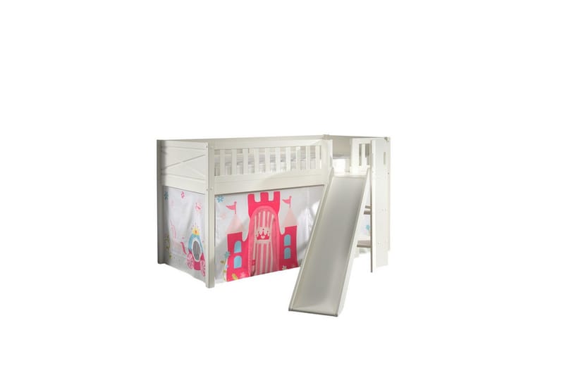 Mellanstegsäng med rutschkana och matchande textilset (lekgardin) Scott Prinsessa - Prinsessa - Möbler - Sovrum - Sängar - Våningssängar & loftsängar