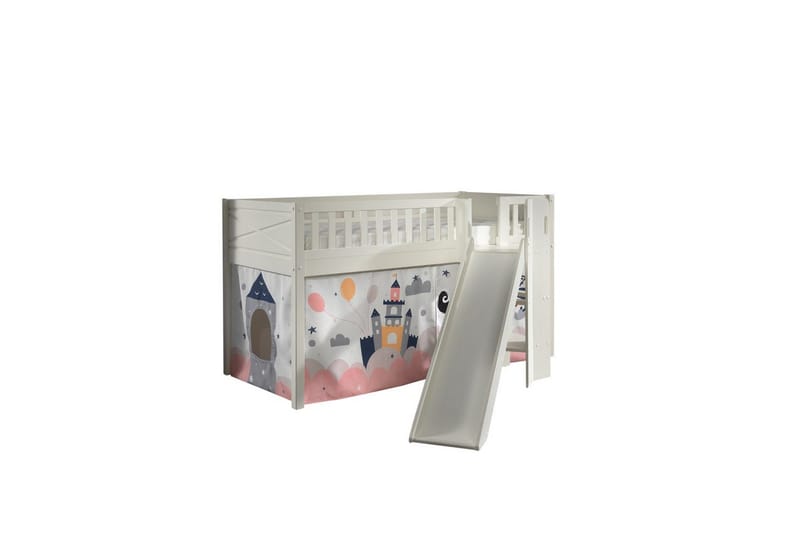 Mellanstegsäng med rutschkana och matchande textilset (lekgardin) Scott Prinsessa Sophie - Prinsessa Sophie - Möbler - Sovrum - Sängar - Våningssängar & loftsängar