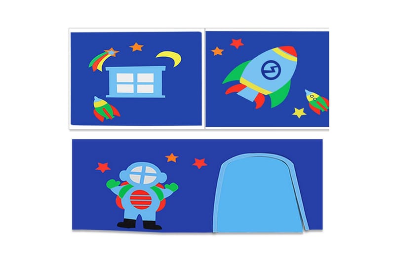 Mellanstegsäng med rutschkana och matchande textilset (lekgardin, tunnel och förvaringsfickor) Scott Astro - Astro - Möbler - Sovrum - Sängar - Våningssängar & loftsängar