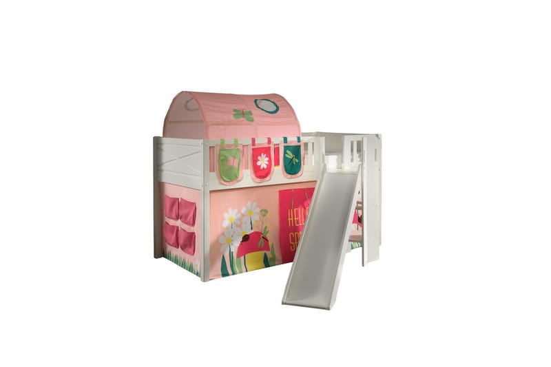 Mellanstegsäng med rutschkana och matchande textilset (lekgardin, tunnel och förvaringsfickor) Scott Vår - Vår - Möbler - Sovrum - Sängar - Våningssängar & loftsängar