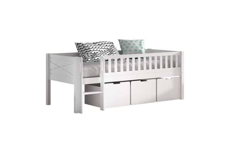 Mellanstegsäng med stege och ett set med 3 lådor Scott