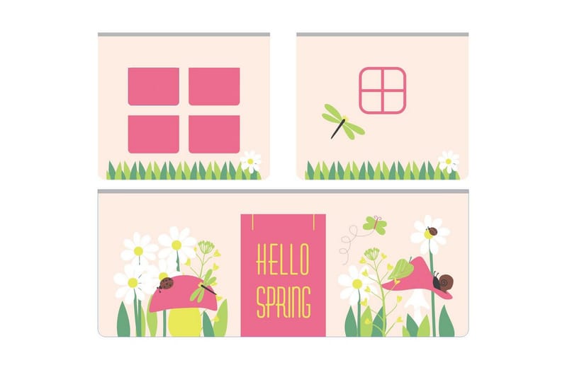 Mellanstegsäng med stege och matchande textilset (lekgardin och förvaringsfickor) Scott Vår - Vår - Möbler - Sovrum - Sängar - Våningssängar & loftsängar