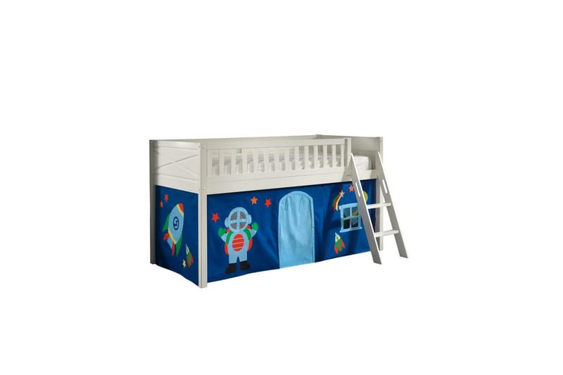 Mellanstegsäng med stege och matchande textilset (lekgardin) Scott Astro - Astro - Möbler - Sovrum - Sängar - Våningssängar & loftsängar