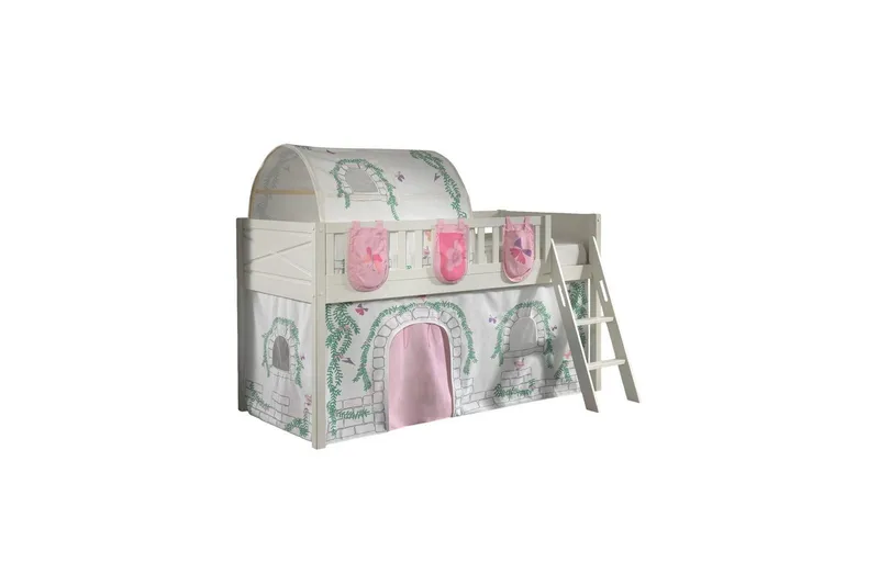Mellanstegsäng med stege och matchande textilset (lekgardin, tunnel och förvaringsfickor) Scott Birdy - Birdy - Möbler - Sovrum - Sängar - Våningssängar & loftsängar