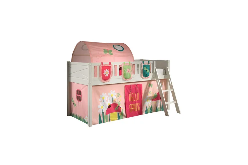 Mellanstegsäng med stege och matchande textilset (lekgardin, tunnel och förvaringsfickor) Scott Vår, Vår
