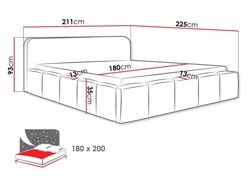 Merik Sängram 180x200 cm - benvit - Möbler - Sovrum - Sängar - Sängar med förvaring