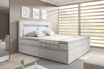 Modena Sängpaket 140x200 medFörvaring LED-belysning - Vit - Möbler - Sovrum - Sängar - Sängar med förvaring