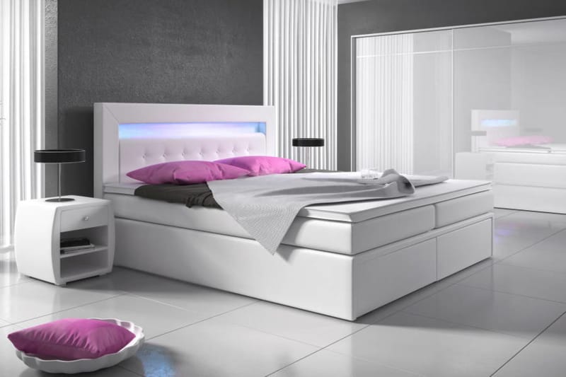 Modena Sängpaket 140x200 medFörvaring LED-belysning - Vit - Möbler - Sovrum - Sängar - Sängar med förvaring