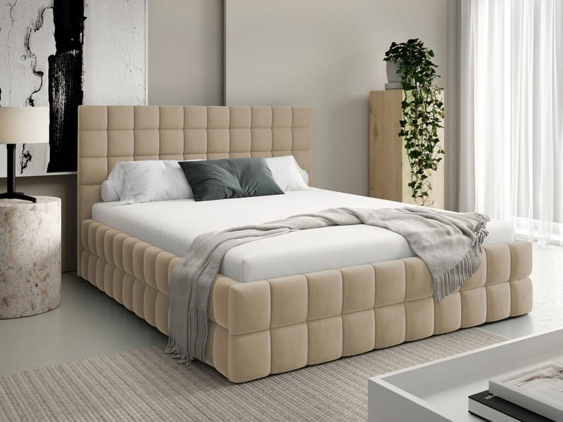 Morke Sängram med förvaring 160x200 cm - beige - Möbler - Sovrum - Sängram & sängstomme