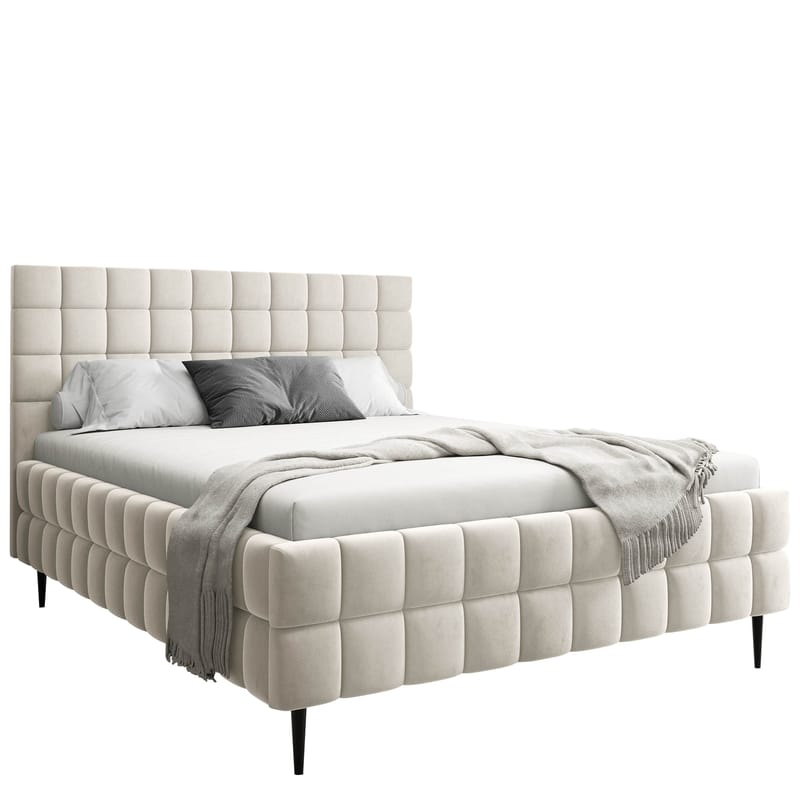Morke Sängram med förvaring 160x200 cm, beige